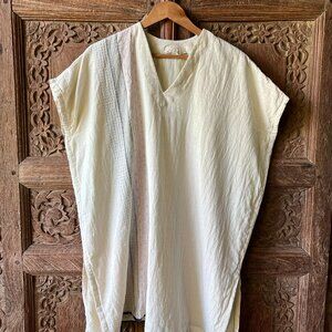 Crow embroidered cotton tunic